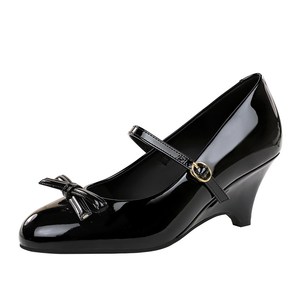 8868-H125 <span class=keywords><strong>Chaussures</strong></span> élégantes à talon compensé en cuir verni, style européen et américain, sexy, à bride unique et nœud, bout rond, pour l'été - Product Image 4