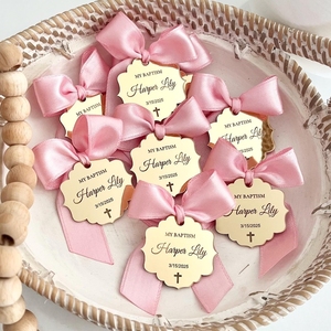 Etichette Personalizzate in Acrilico con Incisione Laser a Forma di Croce, Etichette Regalo Personalizzate a Specchio per Battesimo, Comunione, <span class=keywords><strong>Matrimonio</strong></span>, Fatte a Mano - Product Image 1