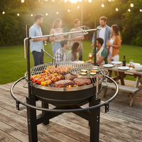 Barbecue à charbon de bois à hauteur réglable pour jardin extérieur