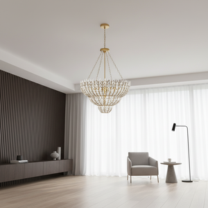 Nouveau lustre Morrigan en verre blanc moderne de grande taille et luxueux pour le hall d'entrée, le salon, lampe suspendue décorative - Product Image 2