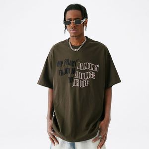Camiseta personalizada con bordado de lavado ácido para hombre, camiseta de diseñador de punto de algodón 100% - Product Image 5