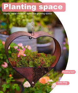 Kim Loại Nhà Máy Móc Trong Nhà Và Ngoài Trời Hình Trái Tim Mộc Mạc Treo Trồng Cho Cửa Sổ Tường Trang Trí Nội Thất - Product Image 5