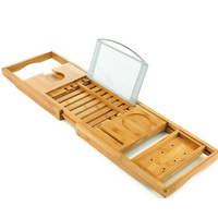 Plateau de baignoire de luxe en bois et bambou, support de rangement extensible pour baignoire, kit de rangement pour salle de bain
