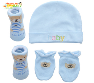 Conjunto de <span class=keywords><strong>Manoplas</strong></span> de algodón suave para bebé recién <span class=keywords><strong>nacido</strong></span>, sombrero a rayas, mitones antiarañazos, calentador infantil, suministros de ropa - Product Image 6