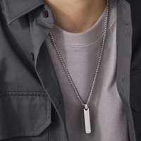 Collier pendentif simple en acier inoxydable plaqué noir, long, géométrique, pour homme, accessoire de mode