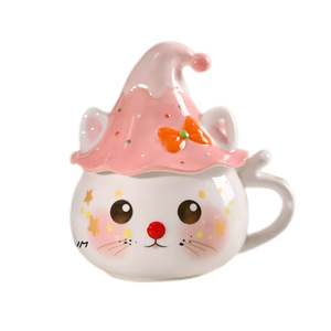 Taza de Leche con Diseño Original SYL, Linda Taza de Café de Cerámica con Dibujo Animado de Gato con Sombrero Mágico, Regalo de <span class=keywords><strong>Cumpleaños</strong></span> <span class=keywords><strong>para</strong></span> Estudiantes - Product Image 5