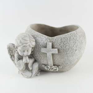 Venta al por mayor de alta calidad artesanía de hormigón en forma de corazón con Ángel decoración macetas de cemento para la decoración de la <span class=keywords><strong>casa</strong></span> - Product Image 6