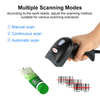 Pemindai Barcode dan Penentu Harga Genggam 1D Kertas Barcode Laser Berkabel Mendukung POS/Printer/Laci Kas