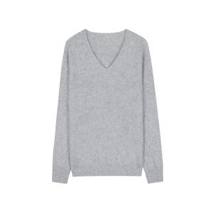 Pull en tricot minimaliste pour femme, col en V, manches longues, laine et viscose brossée, respirant, vintage, printemps, couleur bordeaux - Product Image 3