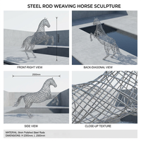 Sculpture de cheval moderne ajourée en acier inoxydable, statue animale en métal soudé à la tige creuse pour extérieur public