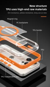 Funda Magnética Antigolpes y Anticaídas para <span class=keywords><strong>iPhone</strong></span>, Transparente, de TPU+Acrílico, con Soporte de Carga Inalámbrica, Protección 360° - Product Image 4