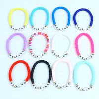 Bracelet en argile polymère avec lettres, bracelet empilé pour couple, ensemble de bracelets en céramique douce de couleur bohème