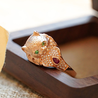 H & F Fabricant Véritable Rubis Diamant Naturel 18K 14K 9K Bagues En Or Véritable Forme De Chatte Fine Jewelry Luxe Personnaliser