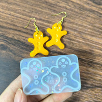 Moule en silicone YS pour figurine holographique de bonhomme de pain d'épices, pendentif boucle d'oreille, décoration, résine faite à la main, design laser, outils de bijouterie uniques