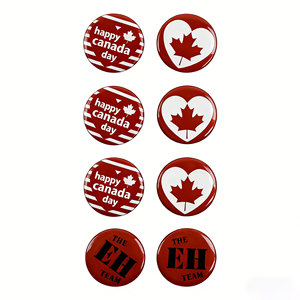 Juego de 8 insignias pequeñas para el Día de Canadá, botones con diseño de hoja de arce para celebraciones patrióticas y eventos del Día Nacional - Product Image 1