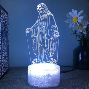 Sunssy jésus 3d <span class=keywords><strong>Led</strong></span> lampe pour chambre veilleuses <span class=keywords><strong>Action</strong></span> chrétien Figure Avatar Bible béni vierge chambre décor cadeau Luces - Product Image 1