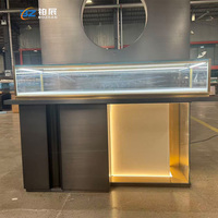 Vitrine de présentation en verre LED en forme de L, luxueuse, verrouillable, pour l'exposition de produits en magasin