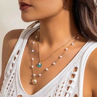 Collier pour femme Bowei, style européen et américain, imitation perle, chaîne en alliage de bambou, pendentif étoile de mer