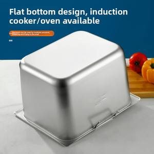 <span class=keywords><strong>Plateau</strong></span> rectangulaire en acier inoxydable 304 avec double poignée, boîte de rangement alimentaire approfondie, couvercle à rabat, impression personnalisée pour une utilisation en cuisine - Product Image 4