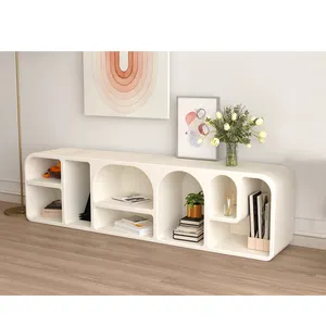Moda moderno último diseño estilo europeo de lujo muebles de sala de estar de madera blanca soporte de TV gabinete Unidad de TV 2024