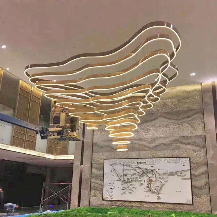 Lámpara Led acrílica moderna con forma de montañas, candelabro de lujo para Hotel, vestíbulo, salón, banquete, proyecto personalizado