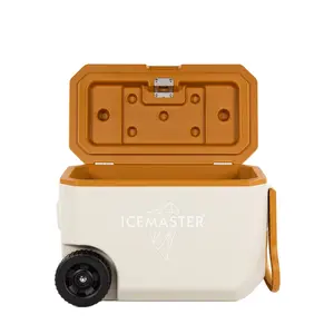 Suppliers New Arrival Ice Retention PP with wheels and handle Large Capacity Beige 38L Food Delivery Cooler Box for fishing