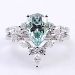 แหวนเพชรโมอิสซาไนต์สีน้ำเงินทองคำขาว 18K ดีไซน์สวยงามปรับแต่งได้สำหรับผู้หญิง แหวนหมั้น เครื่องประดับส่วนตัวพร้อมดีไซน์ที่มีเสน่ห์ - Product Image 3