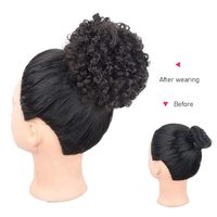 En gros, Chignons synthétiques haute température afro crépus avec bande élastique, style queue de cheval afro ondulée pour femmes noires