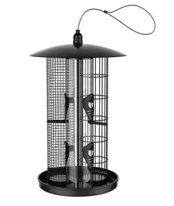 Outdoor Hanging Perch 3 in 1 Metal Triple Tube Wild Bird Feeder for Garden and Yard use