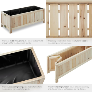 Caja de maceta de jardín duradera para el hogar al aire libre de madera cama de jardín elevada con capacidad de 30L en <span class=keywords><strong>abeto</strong></span> Natural con marco plegable versátil - Product Image 6