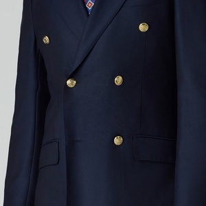 Costume semi-toile pour homme, marque haut de gamme <span class=keywords><strong>DORMEUIL</strong></span>, tissus bleu marine foncé avec boutons en métal doré, costume sur mesure pour homme d'affaires - Product Image 2