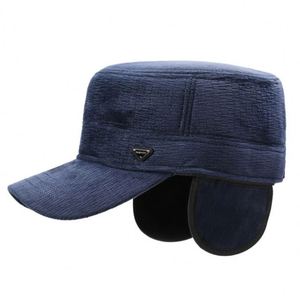 Autumn Winter Unisex Corduroy Baseball <b>Cap</b> with Ear Protection Outdoor Warm <b>Flat</b> Top Sports Hat for <b>Men</b> - Product Image 1