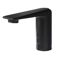 Robinet de lavabo infrarouge sans contact monté sur le pont en laiton à capteur automatique noir pour robinet de salle de bain à eau chaude et froide