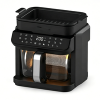 Freidora de Aire 2 en 1 de 7.5QT, 1500W, Control Digital, Antiadherente, PTFE, Apagado Automático, 12 Programas de Cocción, Pantalla a Color, Fácil de Usar