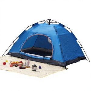 Tente de camping d'extérieur la plus vendue avec une chambre individuelle en tissu Oxford noir à revêtement, construction automatique, idéale pour l'été - Product Image 1