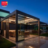 AMS Pergolalar ve Kamelyalar Dış Mekan Su Geçirmez Panjurlu Çatı Elektrikli Sistem Bahçe Biyoklimatik Alüminyum Pergola LED Işık ile