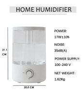 Humidificateur Électrique Personnalisé 5L à Brume Froide, Remplissage par le Haut, Veilleuse LED, Humidificateurs Ultrasoniques pour Hôtel et Usage Domestique, Idéal pour Chambre à Coucher
