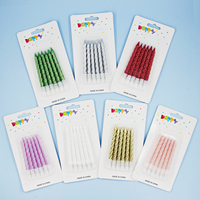 Bougies d'anniversaire en spirale, 6 pièces, sans fumée, métalliques, écologiques, pour décorations de fête d'anniversaire, de mariage, de Pâques