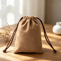 Sac à cordon en velours floqué écologique, tissu doux pour bijoux, maquillage, emballage de cadeaux de mariage