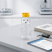 Bouteille en plastique PET en forme d'ours, bouteille de jus en plastique de dessin animé, conteneur vide avec bouchon à clapet pour miel, ketchup, sauce salade
