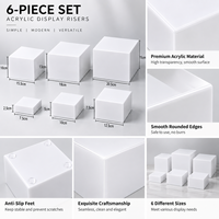 Ensemble de présentoirs cubes en acrylique blanc, supports de buffet emboîtables à fond creux pour la restauration, les bijoux et les aliments