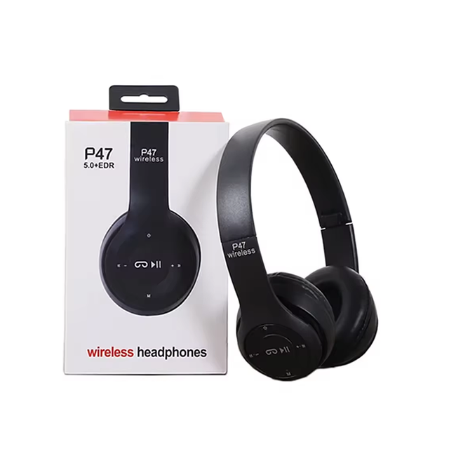 Best Selling P47 Wireless Headset with TF Card FM Radio Cheap Folding Over Ear Headphones Promotion Phones Tablet Computer