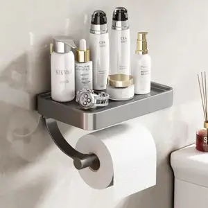 Étagère de rangement pour salle de bain porte-rouleau de papier toilette étagère de rangement murale