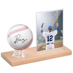 Expositor cuadrado de madera simple para pelotas de béisbol, soporte para exhibir pelotas de softbol y golf, expositor para colección de pelotas de ping pong firmadas - Product Image 1