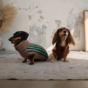 Pakaian hewan peliharaan desain khusus. Sweter rompi musim dingin hangat tebal Sweater Vintage bergaris klasik untuk natal anjing anjing Dachshunds. - Product Image 2