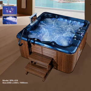 Bañera de hidromasaje acrílica inteligente para exteriores con elevador de TV, chorro de agua, luz LED, sistema de masaje de cuerpo completo, asientos ergonómicos y escalones de entrada - Product Image 6