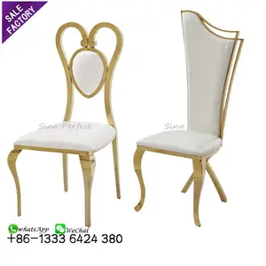 Современные роскошные свадебные банкетные стулья из нержавеющей стали золотого и белого цвета, обеденный стул, роскошные праздничные мероприятия