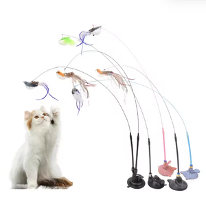 Juguete Interactivo Educativo y Ecológico para Gatos, Moderno, con Pluma y Plástico, Poste Largo Retráctil, con Plumas Coloridas y Campanas - Product Image 6