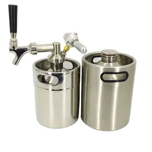 Barril de barril de cerveza de acero inoxidable con mini dispensador de barril, sistema de roscado de Co2