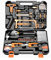 Ensemble d'outils multifonctions, kit de réparation ménager avec clé à douille, tournevis, marteau, ruban à mesurer, pinces, étui